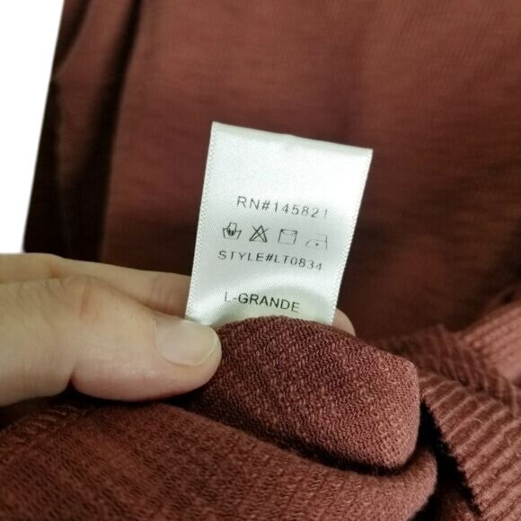 Listicle‎ Womens Rust Button-Shoulder Long-Sleeve Ribbed Top Size Large - Picture 4 of 10